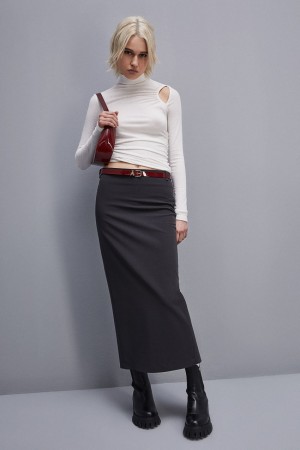 Patrizia Pepe Viscose Pencil Skirt Grises | RHAI-74625
