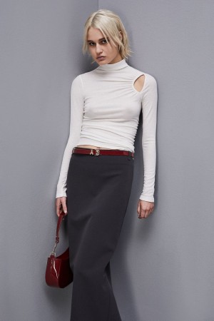 Patrizia Pepe Viscose Ribbed Sweater Blancos | BTCQ-25036